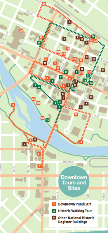 Downtown Tours and Sites Route Map