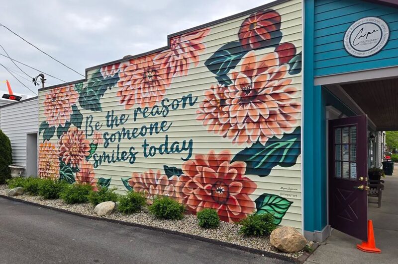 The Dahlias and Smiles Mural - Zionsville, Indiana